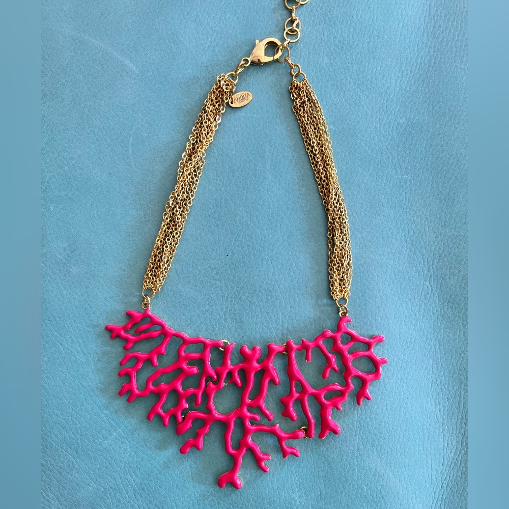Amrita Singh hot pink & gold coral necklace